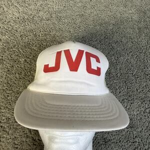 Vintage JVC Hat Cap Snap Back Mens OS White JVC Logo Trucker Mesh Adjustable